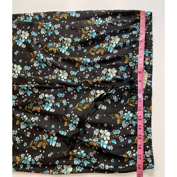 LOFT Sleepwear Floral Satin Pajama Pants Large Dark Cottagecore Romantic Dainty - Picture 9 of 12